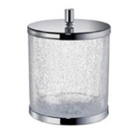 Windisch 89165-CR Round Crackled Glass Bathroom Waste Bin with Cover